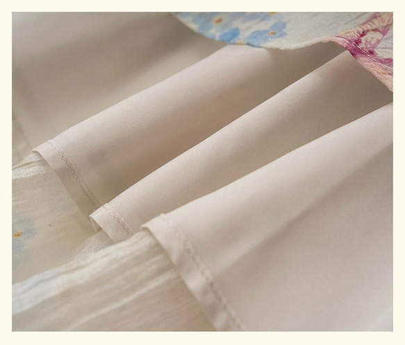 春呼ぶフラワー　Vネック美シルエットロングワンピース　ウエストリボン　ポケット付き【春秋夏】 7枚目の画像