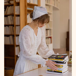 春呼ぶフラワー　Vネック美シルエットロングワンピース　ウエストリボン　ポケット付き【春秋夏】 9枚目の画像