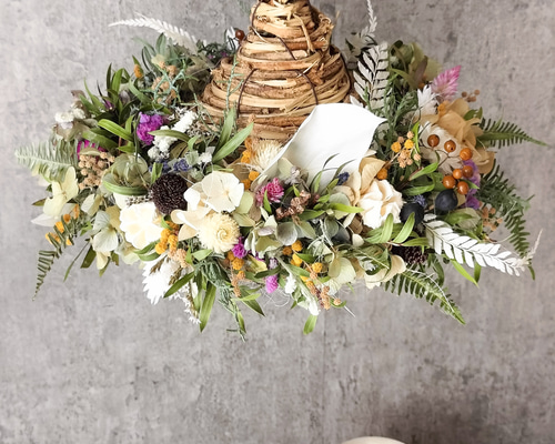 春待ちフライングリース カーリーブーケ ドライフラワー フラワー