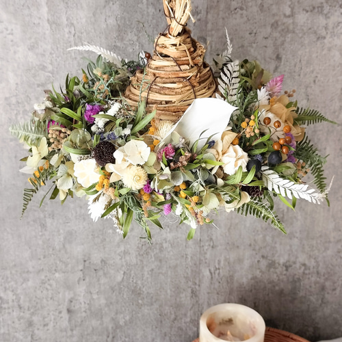 春待ちフライングリース カーリーブーケ ドライフラワー フラワー