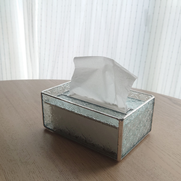 ステンドグラス　ティッシュボックス　コンパクト　フローラ　gm-089 1枚目の画像