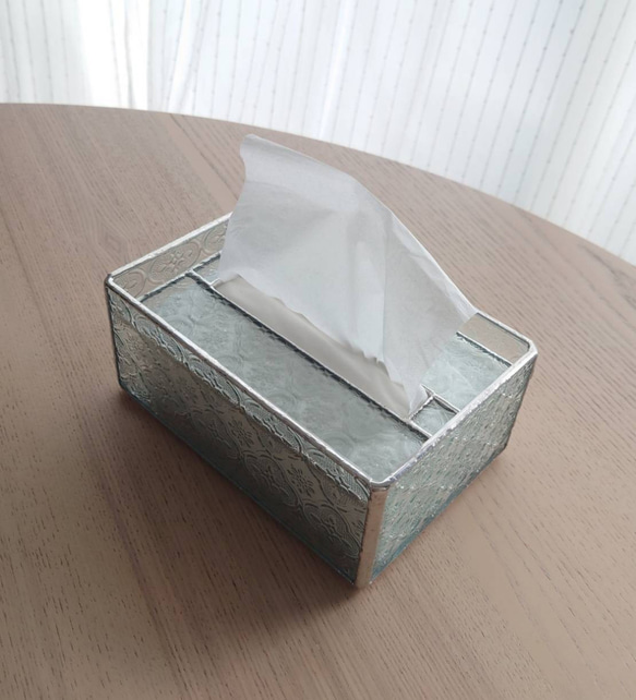 ステンドグラス　ティッシュボックス　コンパクト　フローラ　gm-089 5枚目の画像