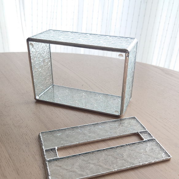 ステンドグラス　ティッシュボックス　コンパクト　フローラ　gm-089 3枚目の画像