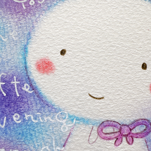 一点物原画＊てるてる坊主青＊かわいい絵 ホスピタルアート 梅雨