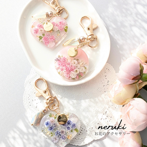 ハンドメイド　レジン　ヘアゴム　ブローチ　キーホルダー　大人可愛い　ピンク レジン 大人可愛い ヘアゴム ポニーフック ブローチ キーホルダー 本物