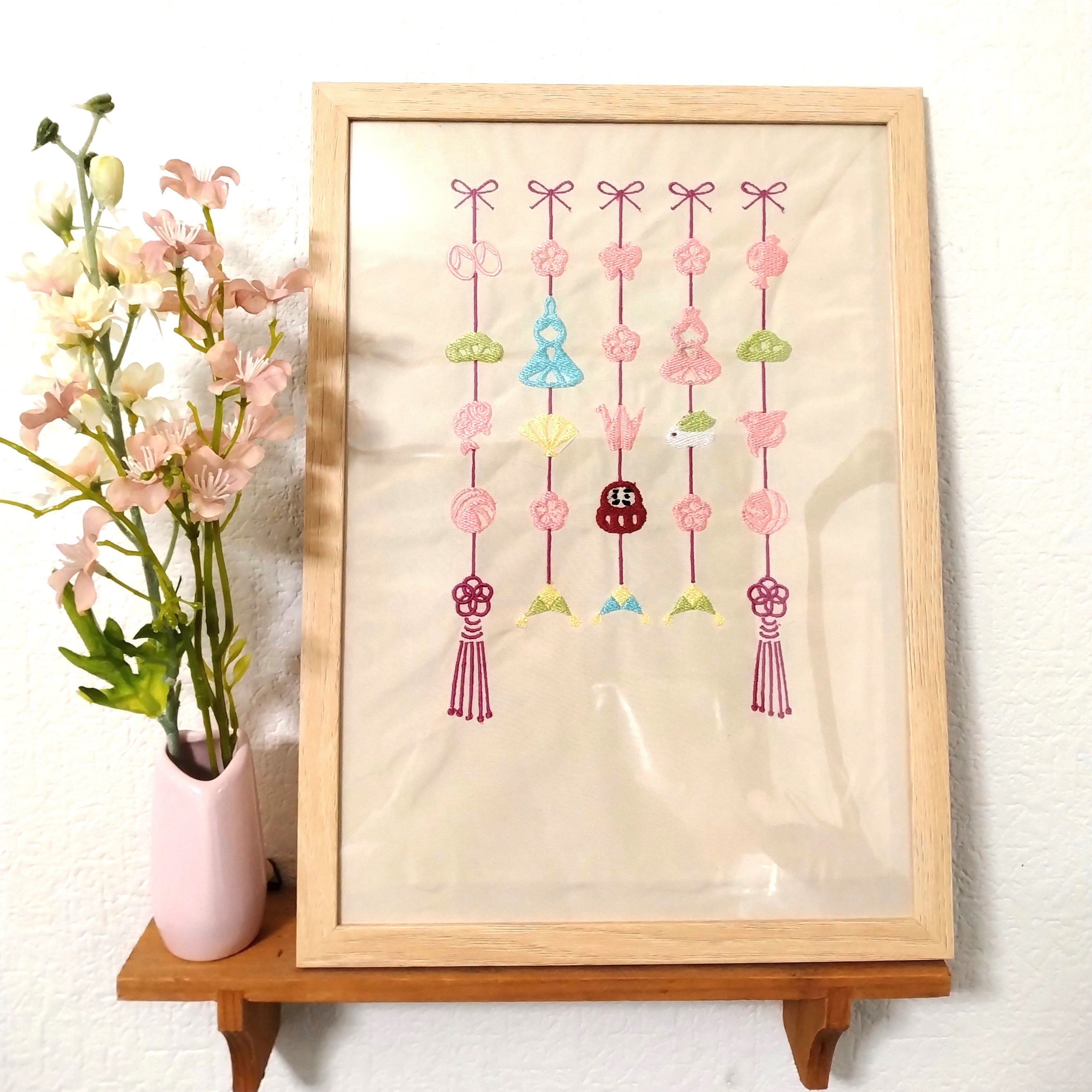 桃の節句 ひな祭りに ひな人形 つるし雛の刺繍　命名書　出産祝い 4,536円