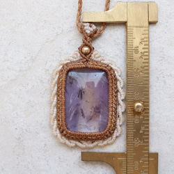 アメトリン天然石マクラメネックレスmac407-エスニックアジアン好きが作るエキゾチックなマクラメ大振りアクセサリー 10枚目の画像