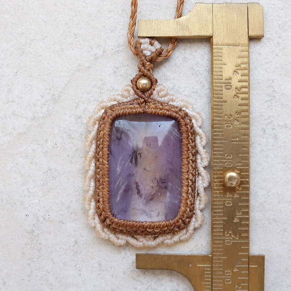 アメトリン天然石マクラメネックレスmac407-エスニックアジアン好きが作るエキゾチックなマクラメ大振りアクセサリー 10枚目の画像