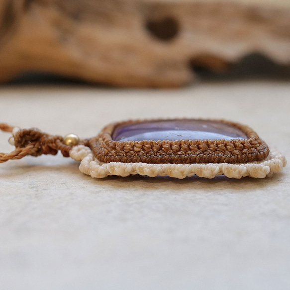 アメトリン天然石マクラメネックレスmac407-エスニックアジアン好きが作るエキゾチックなマクラメ大振りアクセサリー 8枚目の画像