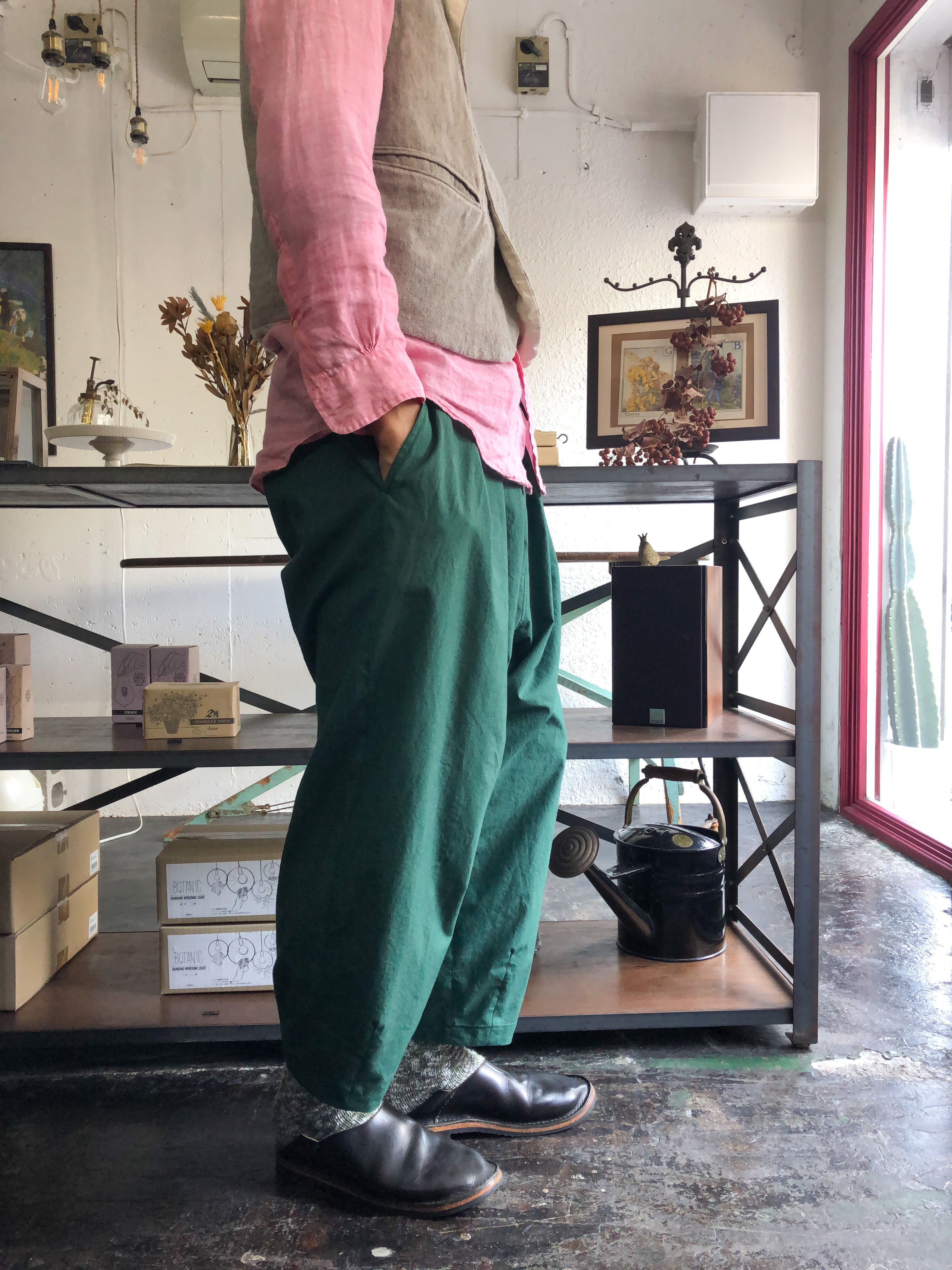 リネンコットン 3タックイージーパンツ