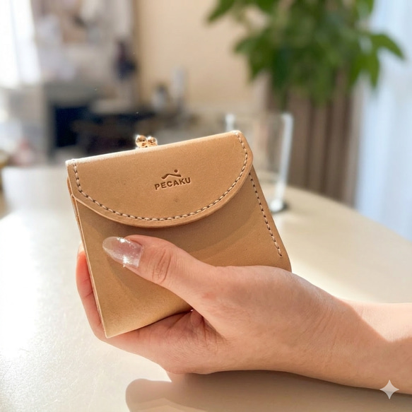 シホピー　がま口お財布バック　ハンドメイド　レザー 型紙金具セット】がま口財布【イーチ】 レザークラフト型紙 難易度 ※本
