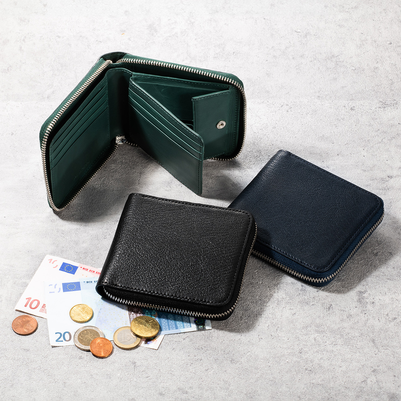 ミラグロ 姫路産 ヌメ革 ゴートレザー・ラウンドファスナー二つ折り財布 MILAGRO [EA-MI-201]