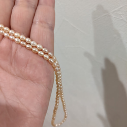 【再販】淡水パール ライス コーラル 3.5㍉ 40cm 貫通穴 パール ビーズ チャーム 6枚目の画像