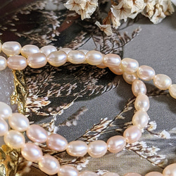 【再販】淡水パール ライス コーラル 3.5㍉ 40cm 貫通穴 パール ビーズ チャーム 3枚目の画像