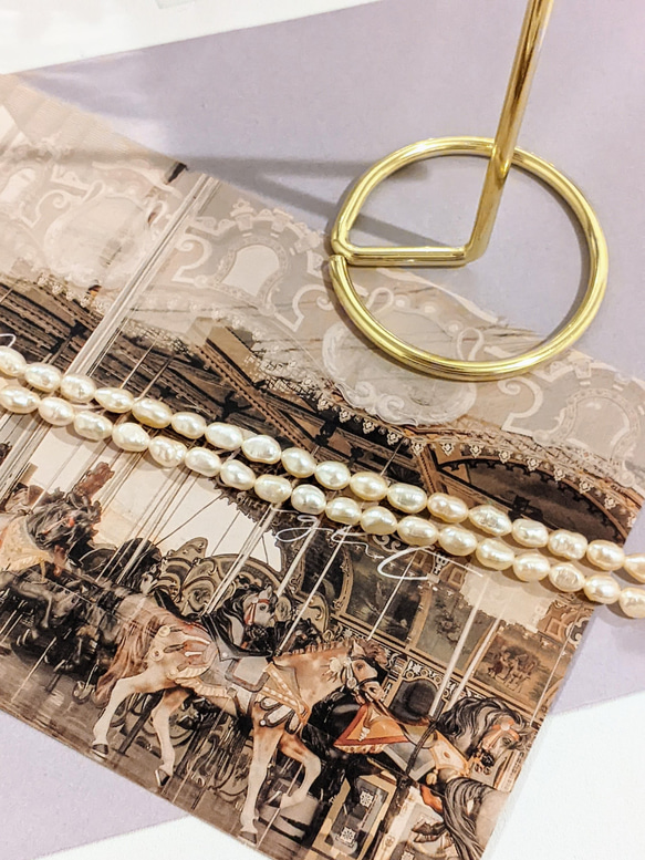 【再販】淡水パール ライス クリーム 4㍉ 40cm 貫通穴 パール ビーズ チャーム 3枚目の画像