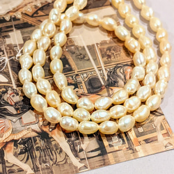 【再販】淡水パール ライス クリーム 4㍉ 40cm 貫通穴 パール ビーズ チャーム 4枚目の画像