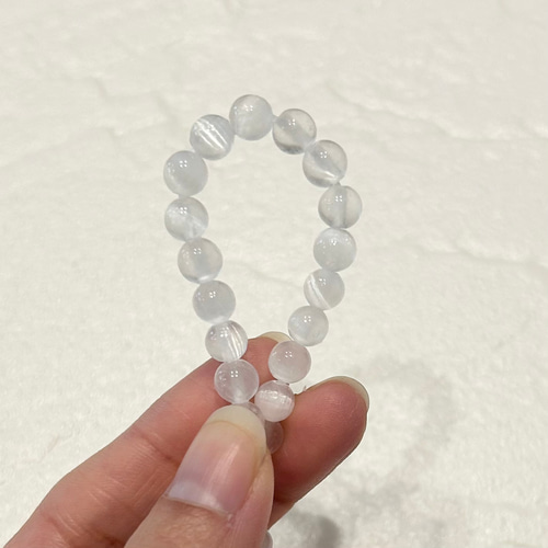 天然石ブレスレット449◇セレナイト 透石膏 キャッツアイ ブレスレット