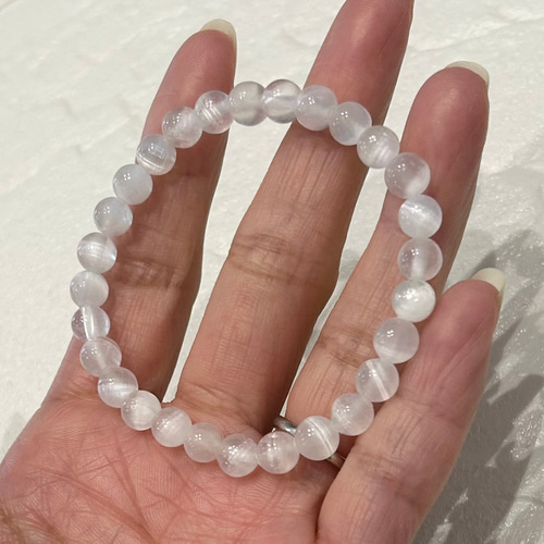 天然石ブレスレット449◇セレナイト 透石膏 キャッツアイ ブレスレット