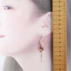 アンデシンと天然石のロングピアス　14kgf 7枚目の画像