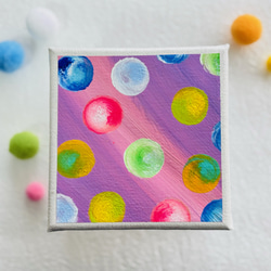 10cm】惑星風 水玉 キャンバスアート カラフル アクリル絵の具 ※運気