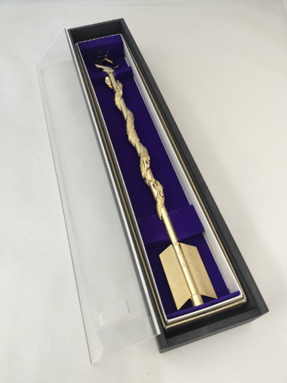 ブラック】日光東照宮 龍神破魔矢収納用アクリル蓋付き木製ケース