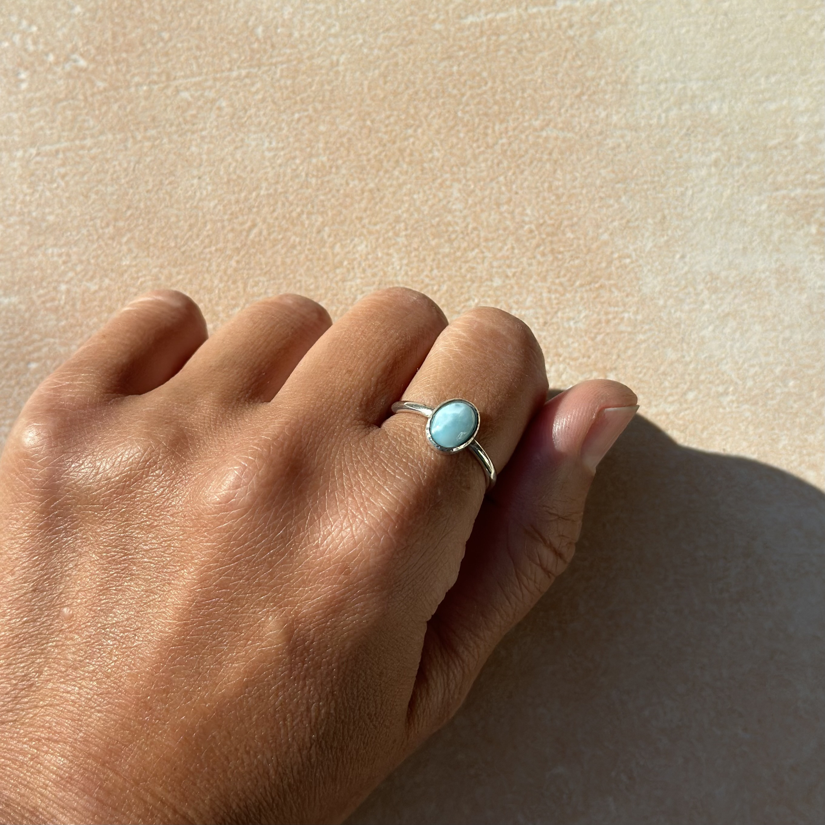 ラリマーシルバーリング彫金インディアンジュエリーサイズフリー