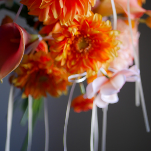 アーティフィシャルフラワー ブーケ 結婚式ブーケ オレンジブーケ 韓国