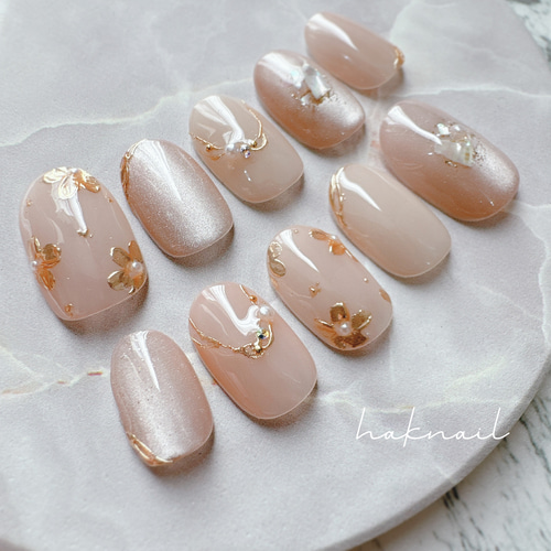 No.210 花嫁ネイル ウェディングドレス マグネットネイル 白無垢ネイル