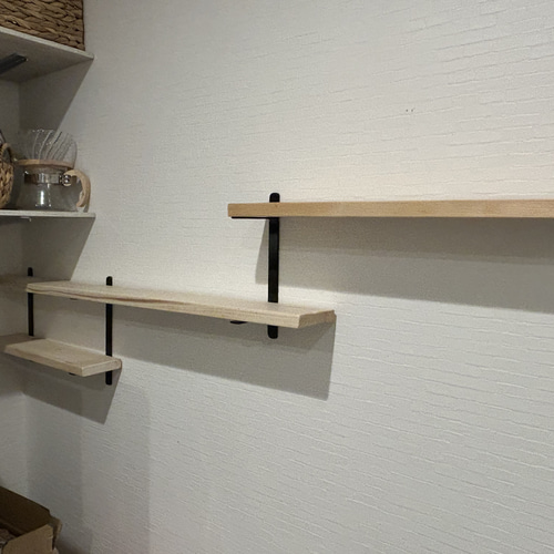 ウォールシェルフ 3段 棚受け4ヶ アイアン家具セット 壁掛け