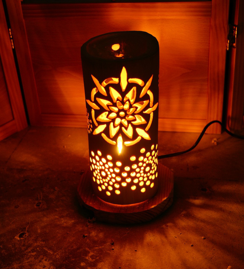 ◆全面彫◆竹灯り・竹あかり・竹灯籠　 ～～ 癒しの灯り ★晴空★～～