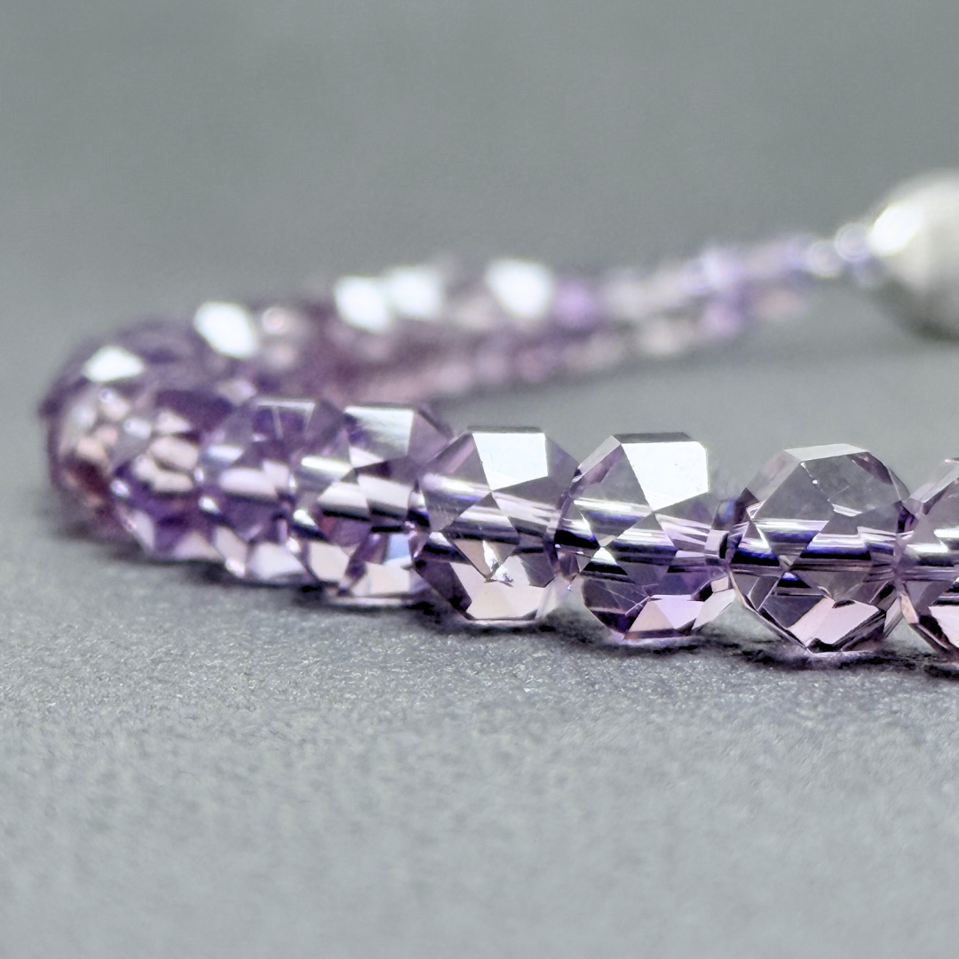 ラス1 名工品  sv925 PAT アメジスト/紫水晶  シルバー 天然石ネックレス - 一連 32面 竹紅紫