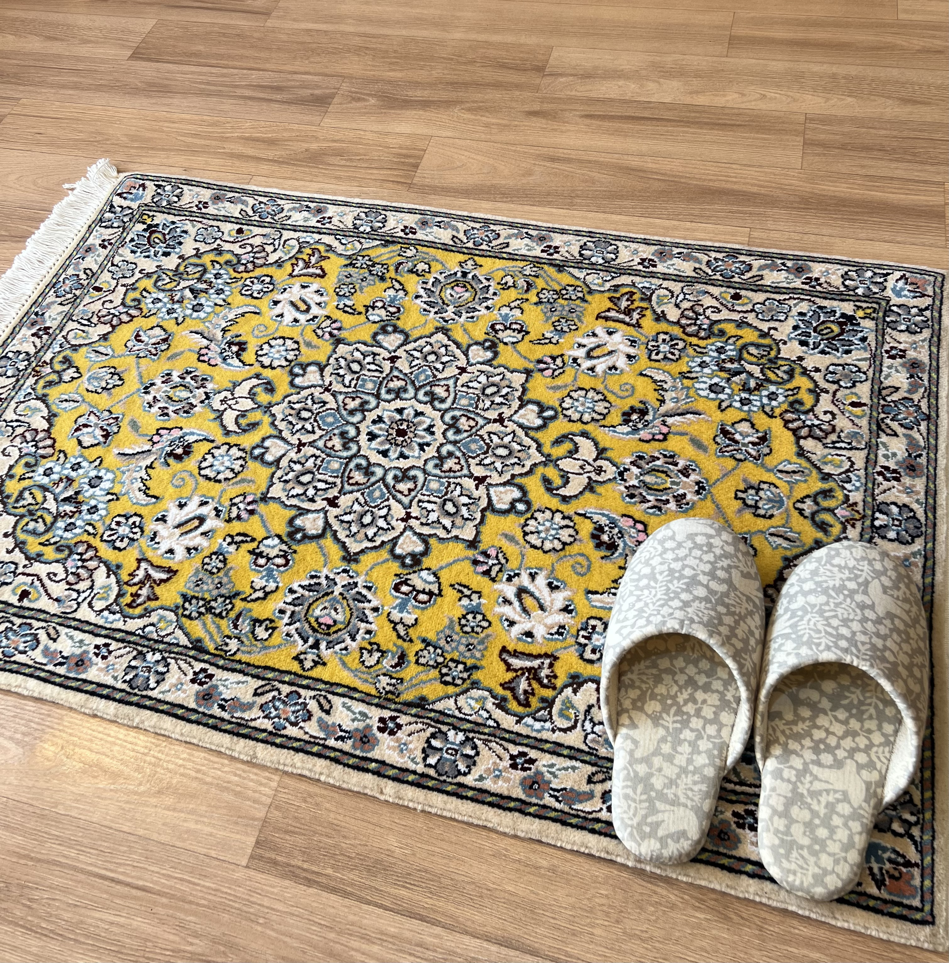 ●SALE●送料無料●ペルシャ絨毯（ナイン）【92×61.5】No.4144　玄関マット・新築祝い・プレゼント