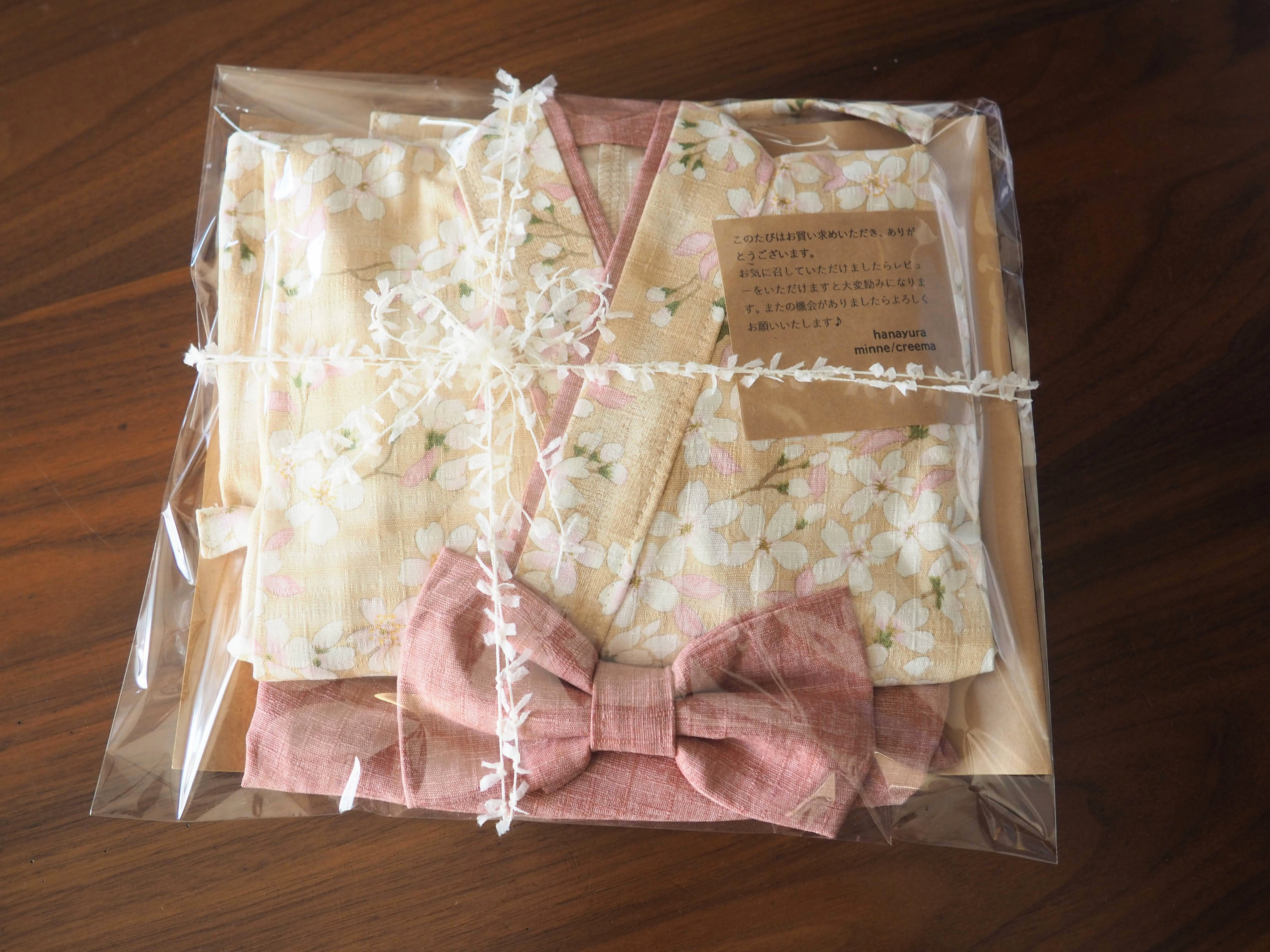 ベビー袴☆幸せ運ぶミモザのリース☆０〜３歳☆お食い初め☆初節句☆ひな祭り☆こどもの日