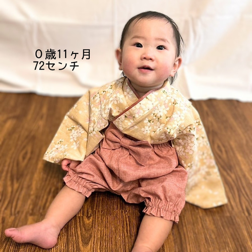 ベビー袴ハンドメイド　オフホワイトミモザ柄×ミモザイエロー　初節句　お食い初め 楽天市場】【楽天1位!】 綿100% ベビー袴 ひなまつり 衣装