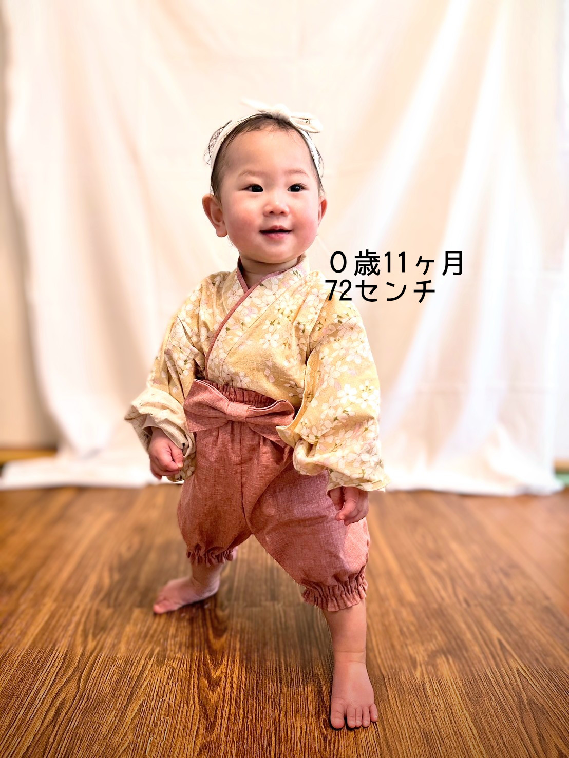 ベビー袴☆幸せ運ぶミモザのリース☆０〜３歳☆お食い初め☆初節句☆ひな祭り☆こどもの日