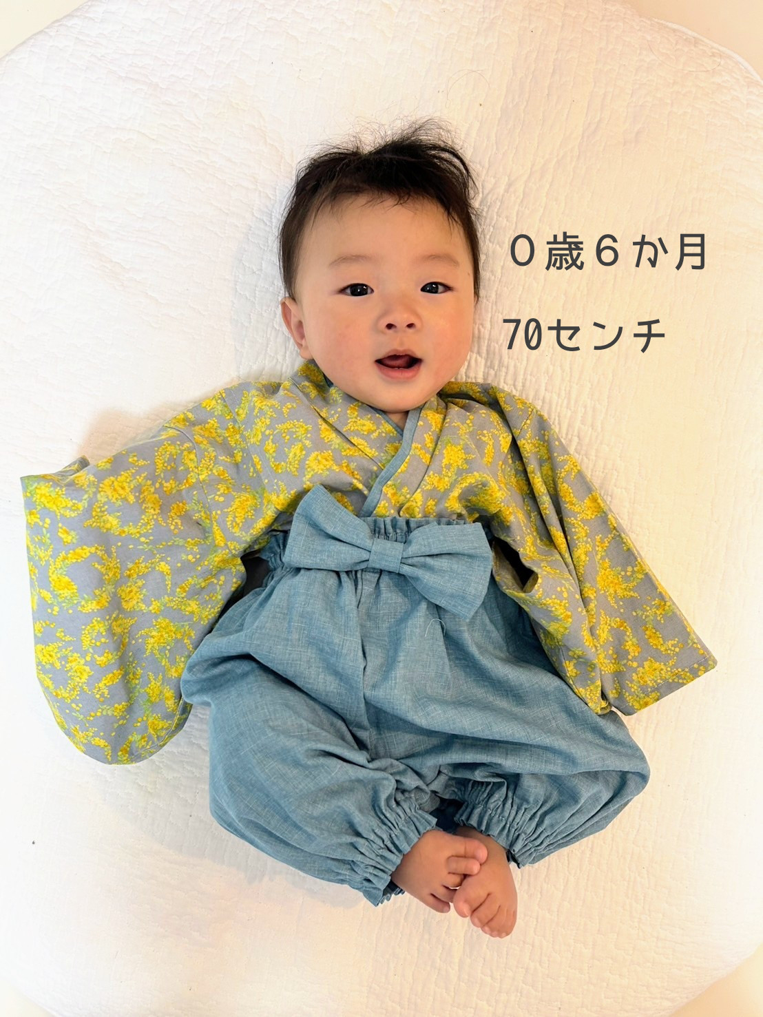 ベビー袴☆幸せ運ぶミモザのリース☆０〜３歳☆お食い初め☆初節句☆ひな祭り☆こどもの日