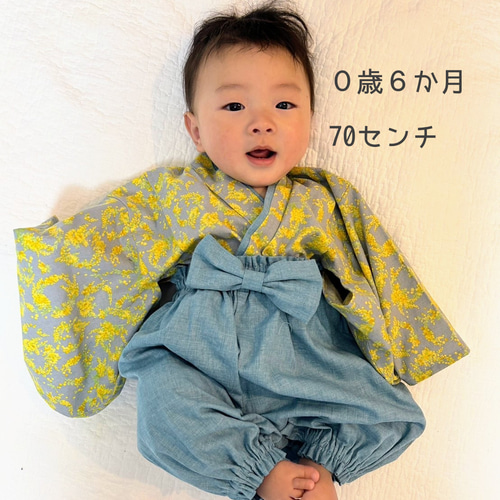 ベビー袴☆幸せ運ぶミモザのリース☆0〜3歳☆お食い初め