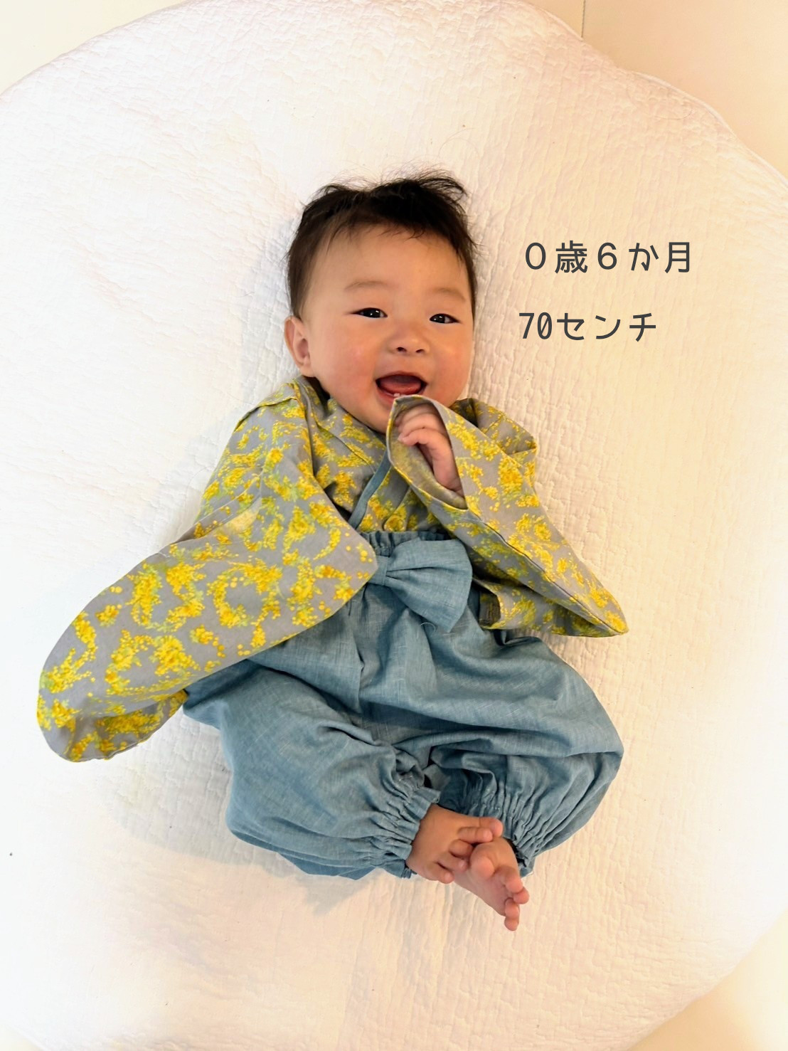 ベビー袴☆幸せ運ぶミモザのリース☆０〜３歳☆お食い初め☆初節句☆ひな祭り☆こどもの日