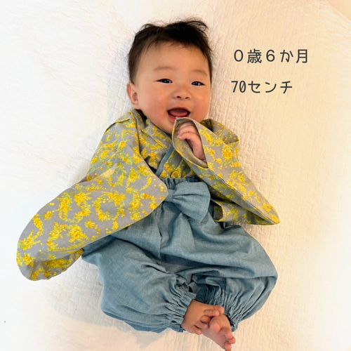 ベビー袴☆幸せ運ぶミモザのリース☆0〜3歳☆お食い初め
