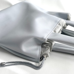 シルバーエコレザー　トートバッグ　L 4枚目の画像