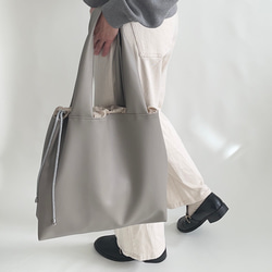 グレージュエコレザー　トートバッグ　L 3枚目の画像