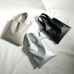 グレージュエコレザー　トートバッグ　L 10枚目の画像