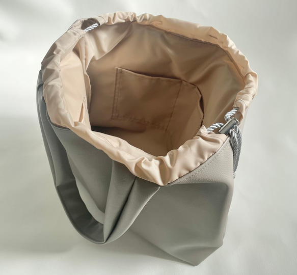 グレージュエコレザー　トートバッグ　L 7枚目の画像