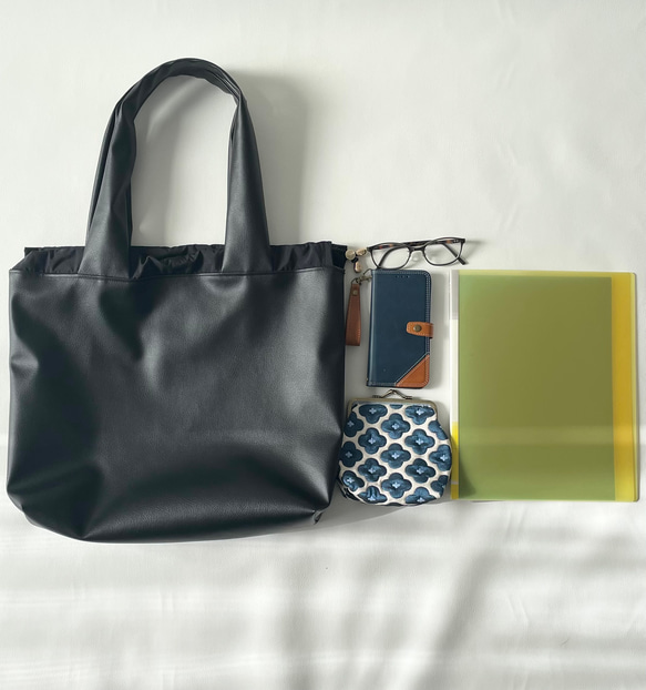 グレージュエコレザー　トートバッグ　L 11枚目の画像