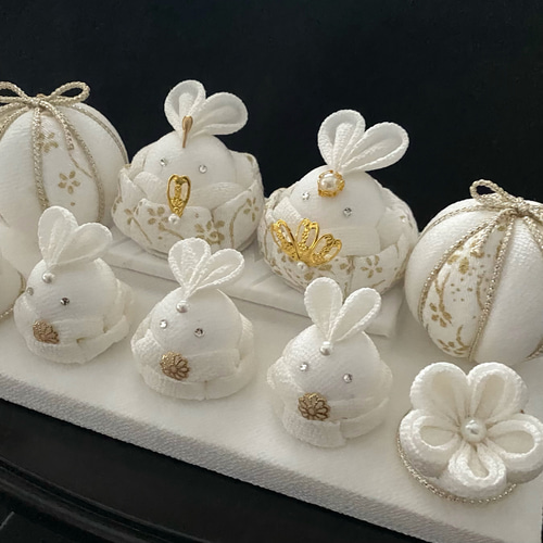 うさぎお雛様花祭り　雛人形　兎　ハンドメイド　縮緬 it-65b5db6a35313-1200.jpg