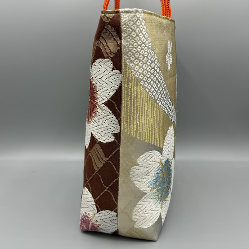 着物 帯 帯締め ハンドメイド トートバッグ リメイク 金 桜 さくら