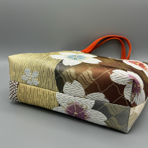 着物 帯 帯締め ハンドメイド トートバッグ リメイク 金 桜 さくら