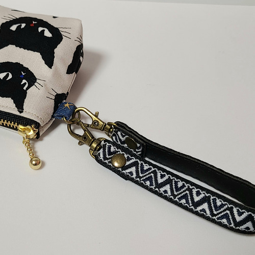 □再販□ハンドメイド 持ち手つき12㎝ミニファスナーポーチ コスメ