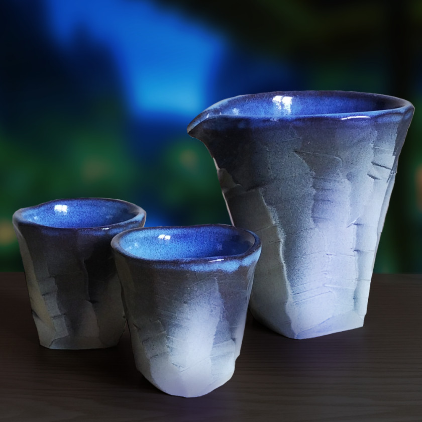 【陶器】黒土削ぎ酒器