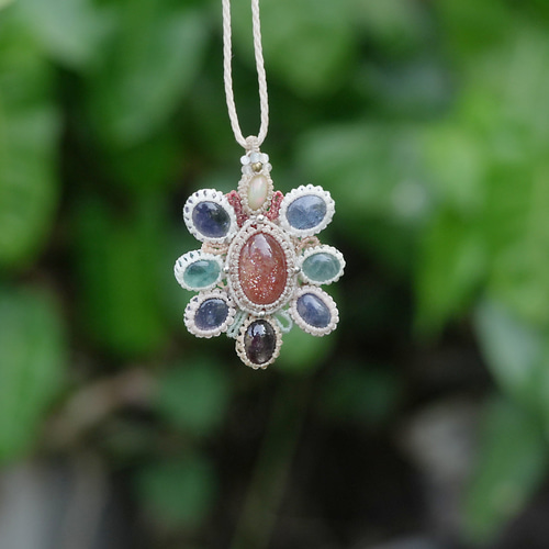 お花☆オパール マクラメネックレス 1934 ネックレス・ペンダント